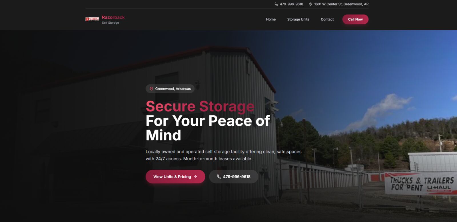 Razorback Self Storage - Built by Zaxx Tech